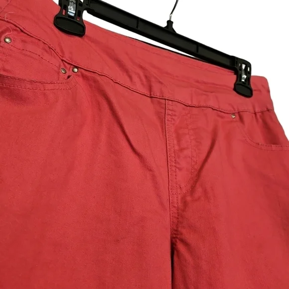 Blair Coral Pink Pull On Denim Capri Pants Size 12P - Picture 3 of 6